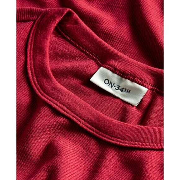On 34th Plus Size Brick Red Ribbed Long-Sleeve T-Shirt NWT - Picture 3 of 7